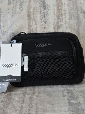Baggallini Neoprene Convertible Crossbody Belt Bag Waist Pack Black NWT